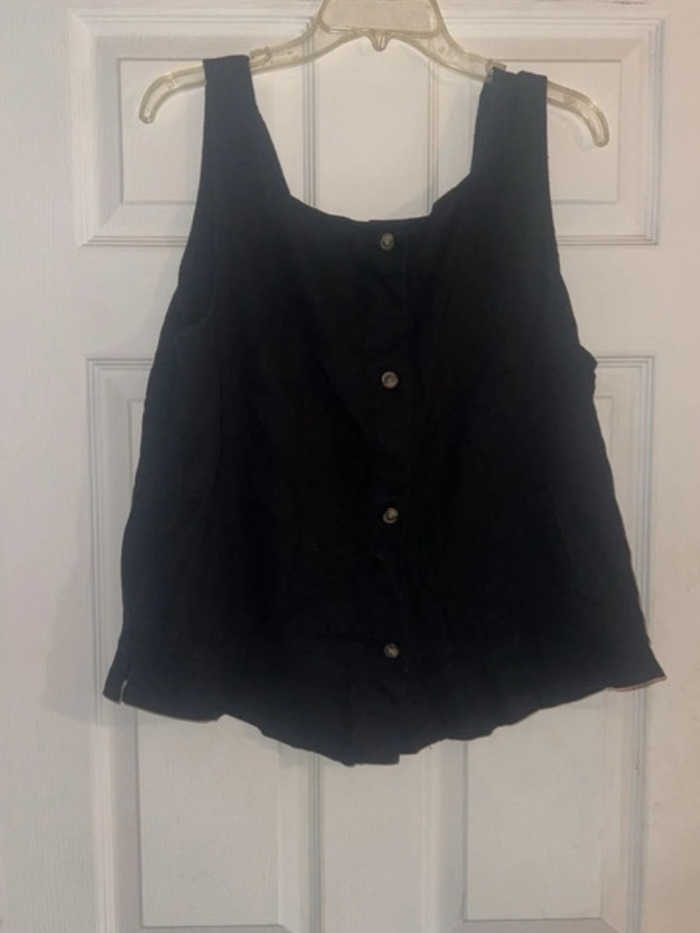 LC Lauren Conrad Black Button-Down Tank with Wide Straps